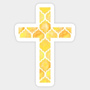 Yellow Easter Cross Design Sticker